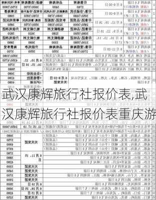 武汉康辉旅行社报价表,武汉康辉旅行社报价表重庆游