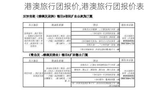 港澳旅行团报价,港澳旅行团报价表