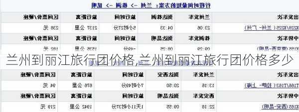 兰州到丽江旅行团价格,兰州到丽江旅行团价格多少