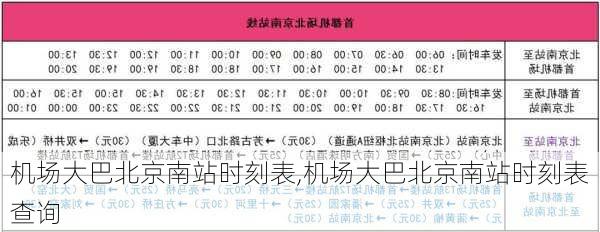 机场大巴北京南站时刻表,机场大巴北京南站时刻表查询