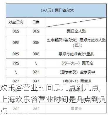 欢乐谷营业时间是几点到几点,上海欢乐谷营业时间是几点到几点