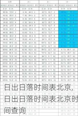 日出日落时间表北京,日出日落时间表北京时间查询