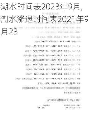 潮水时间表2023年9月,潮水涨退时间表2021年9月23