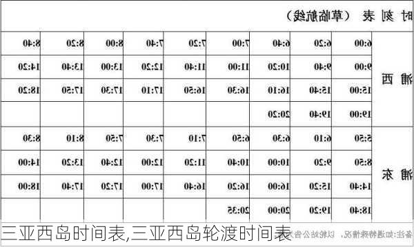 三亚西岛时间表,三亚西岛轮渡时间表