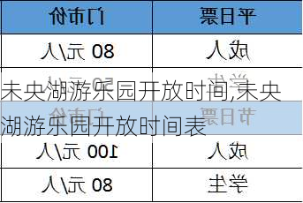 未央湖游乐园开放时间,未央湖游乐园开放时间表