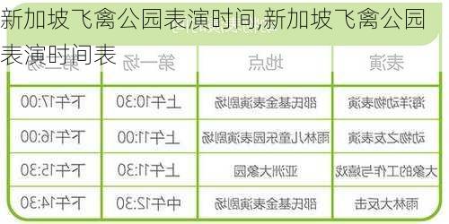 新加坡飞禽公园表演时间,新加坡飞禽公园表演时间表