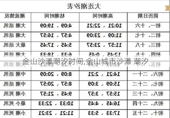 金山沙滩潮汐时间,金山城市沙滩 潮汐