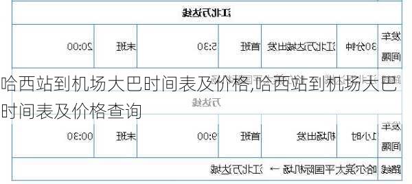 哈西站到机场大巴时间表及价格,哈西站到机场大巴时间表及价格查询