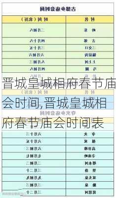 晋城皇城相府春节庙会时间,晋城皇城相府春节庙会时间表