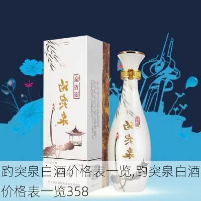 趵突泉白酒价格表一览,趵突泉白酒价格表一览358