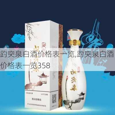 趵突泉白酒价格表一览,趵突泉白酒价格表一览358