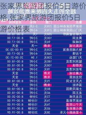 张家界旅游团报价5日游价格,张家界旅游团报价5日游价格表