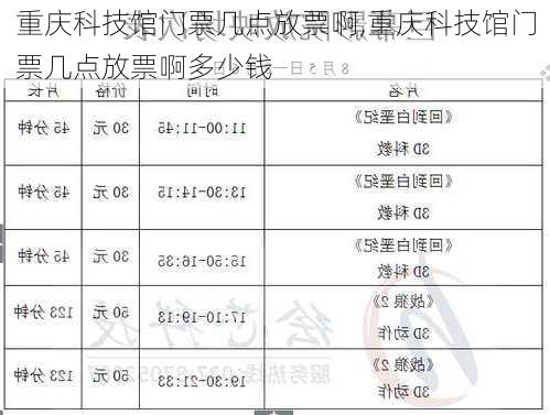 重庆科技馆门票几点放票啊,重庆科技馆门票几点放票啊多少钱