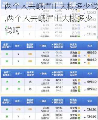 两个人去峨眉山大概多少钱,两个人去峨眉山大概多少钱啊