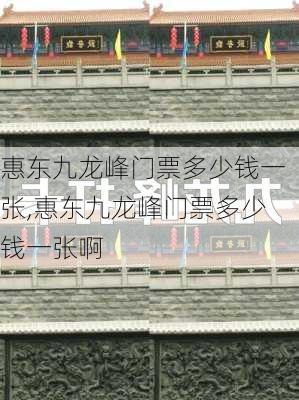 惠东九龙峰门票多少钱一张,惠东九龙峰门票多少钱一张啊